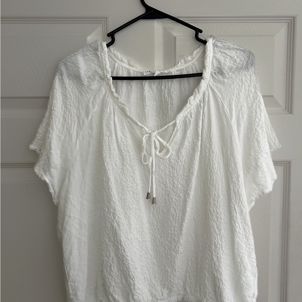 Chic White Blouse with Tie Front